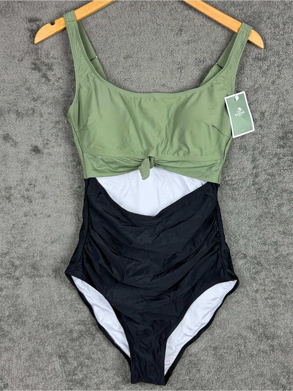 Eomenie Swimsuit Tummy Control Slimming Bathing Suit Cutout Tie Knot Swimwear S